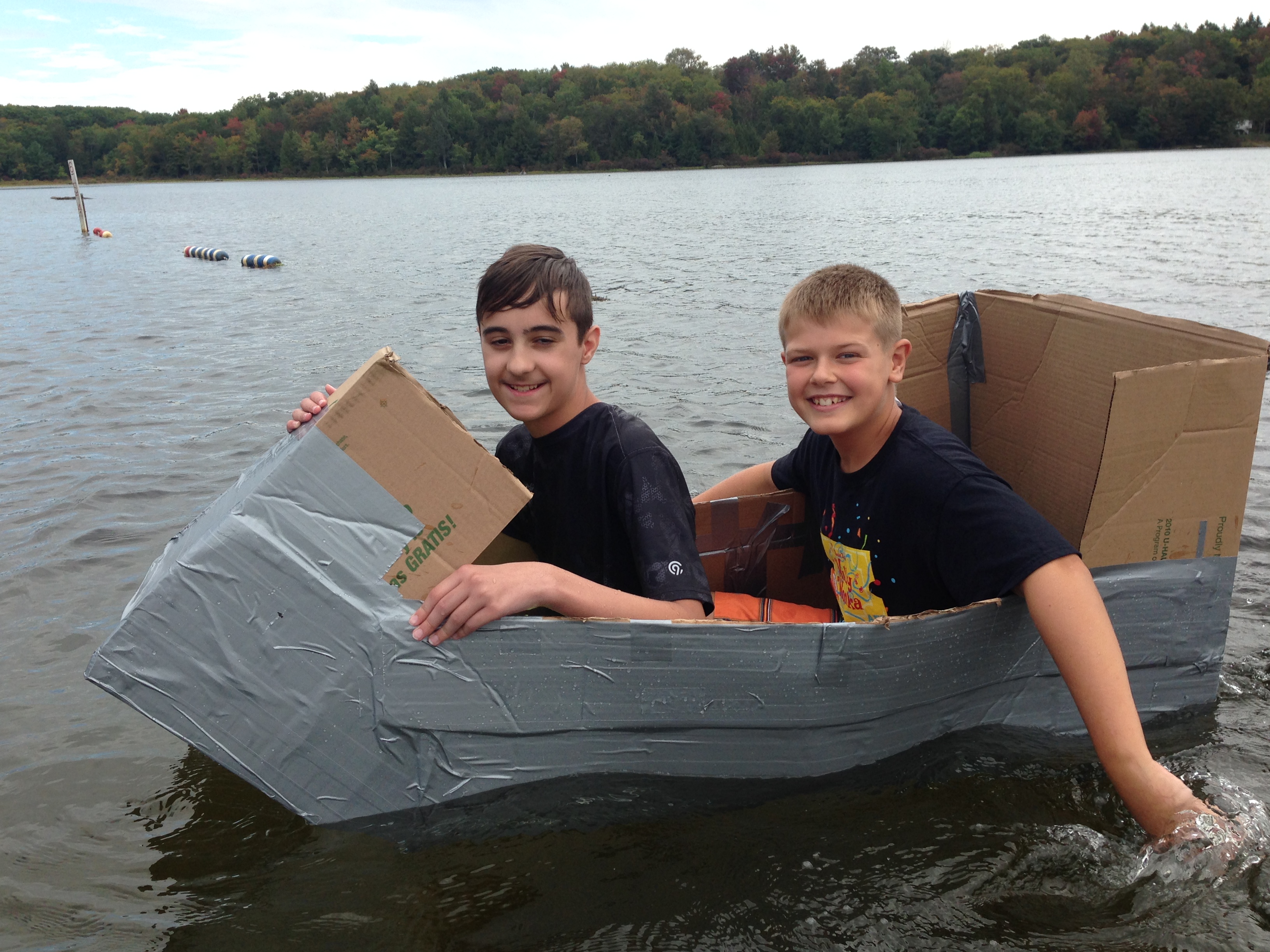 At 8th Grade Retreat, a Cardboard Boat Roogatta - Abington Friends School